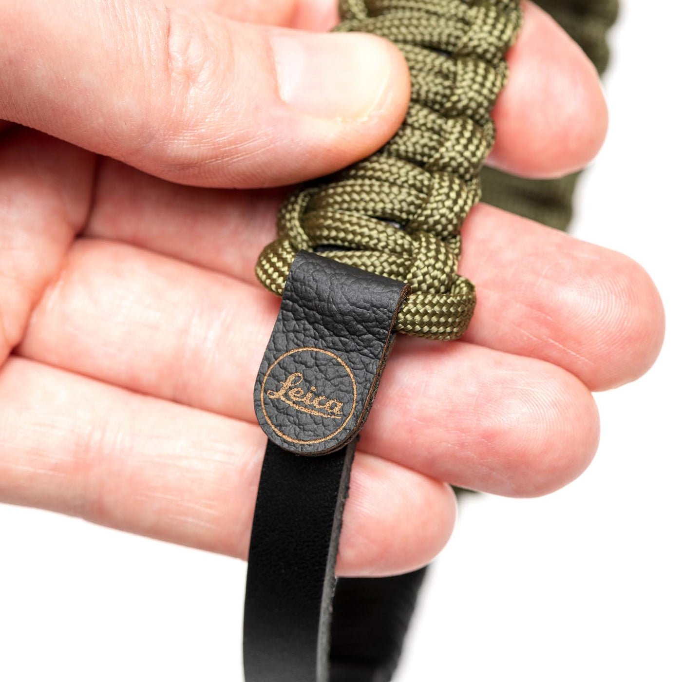 Leather end of Leica Paracord Hand Strap 