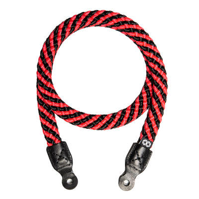 Braid camera strap in a loop with metal rings ##redblack