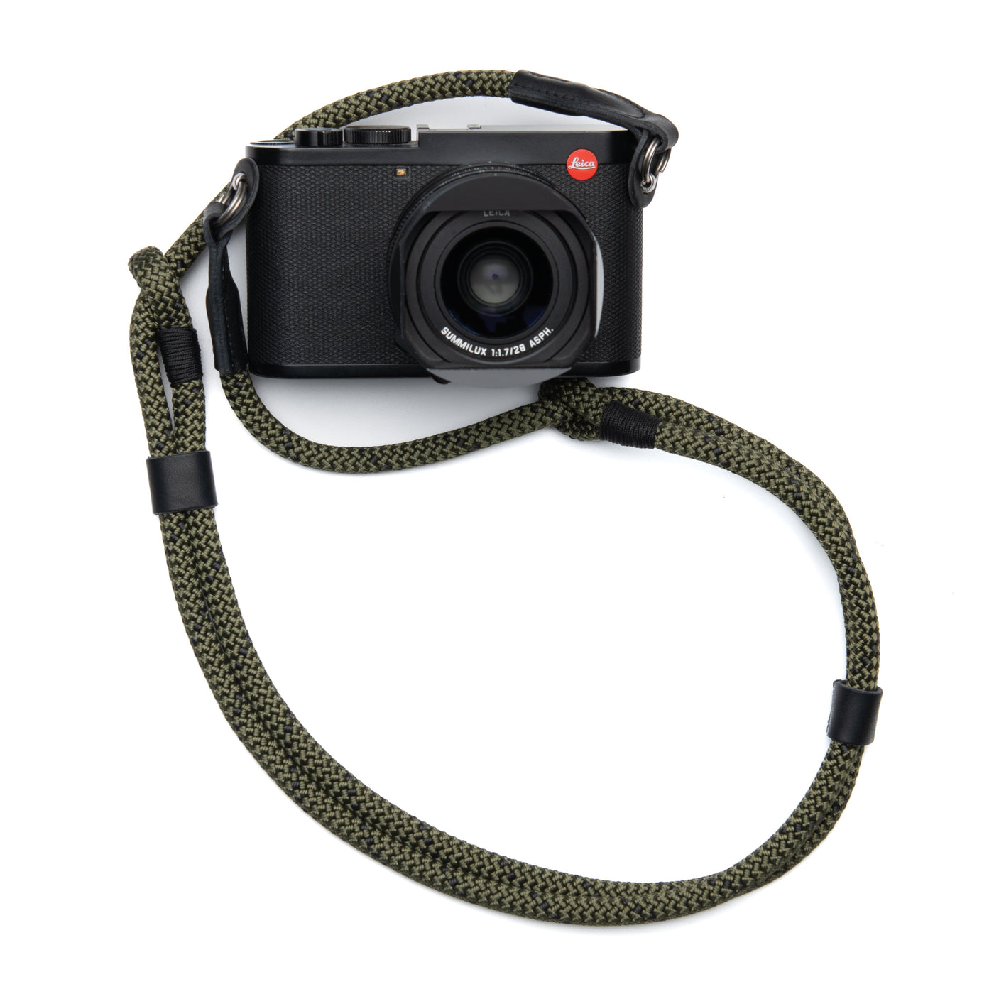 Fern Leica Camera with lens and cover with a Adjustable Rope Strap attached with steel rings 