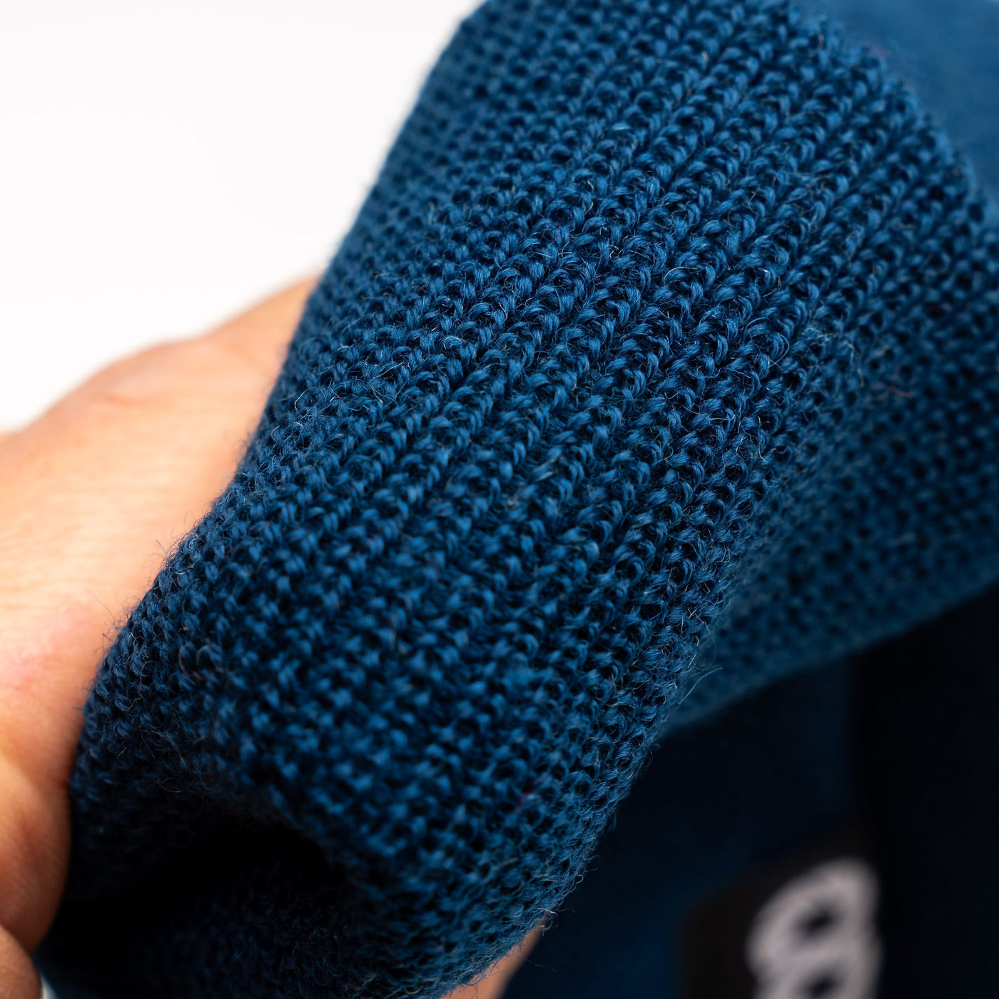 Close-up of midnight blue edc beanie 