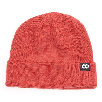 Salmon beanie with cooph logo on a white background 