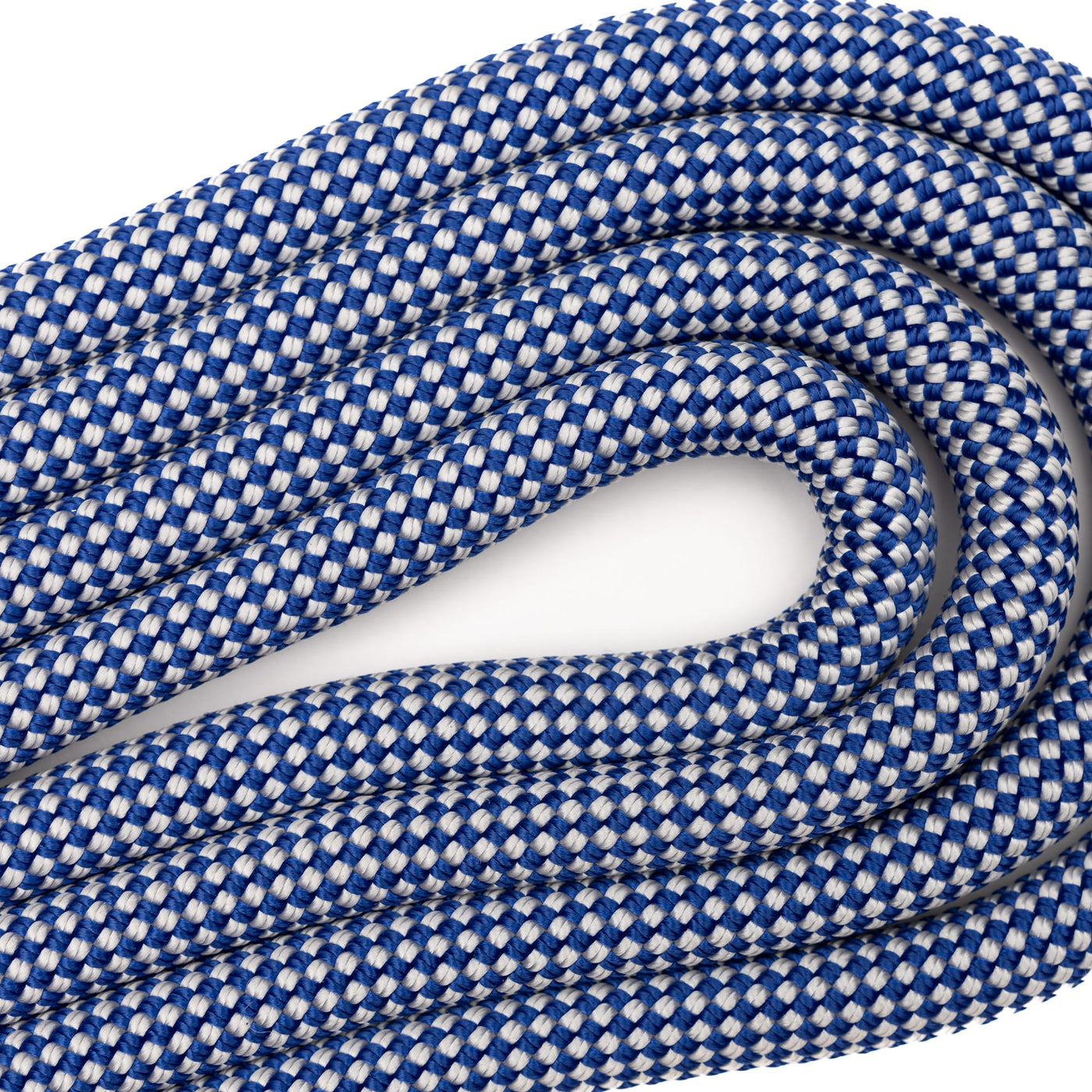 Detail shot of Oktoberfest rope camera strap showing the blue and white checkered pattern  