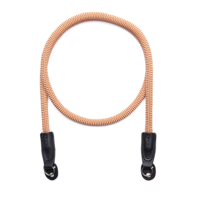 Peach Rope Camera Strap arranged in a loop with steel rings ##Peach