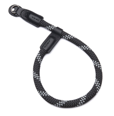 Rope Camera Hand Strap in a loop with metal ring ##duotonecharcoalring