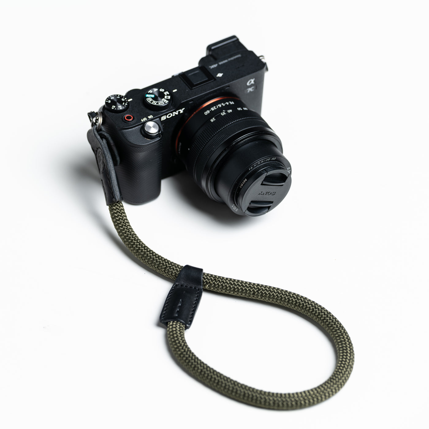 Rope Hand Strap attached to Sony Alpha camera with steel ring  