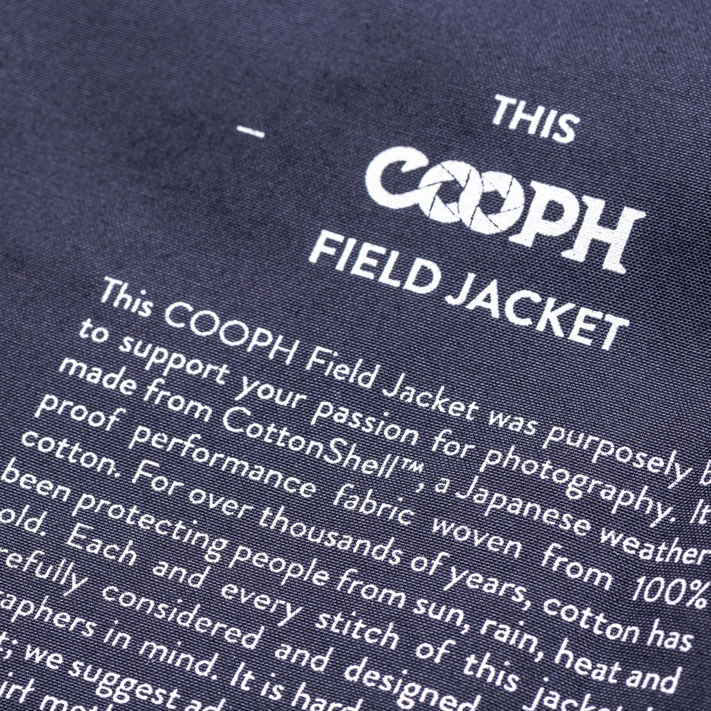 the inside label of the field jacket  