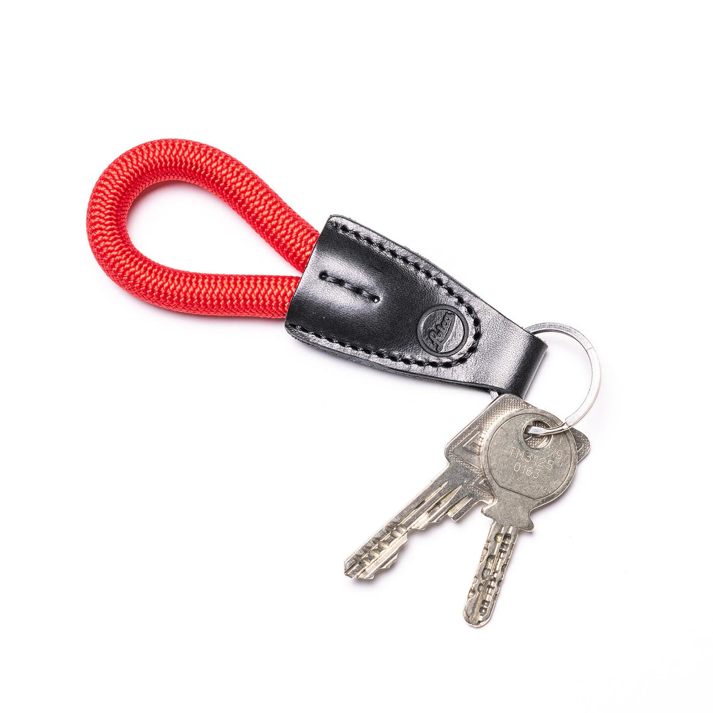 Short loop of rope attached to keys with Leica embossed leather