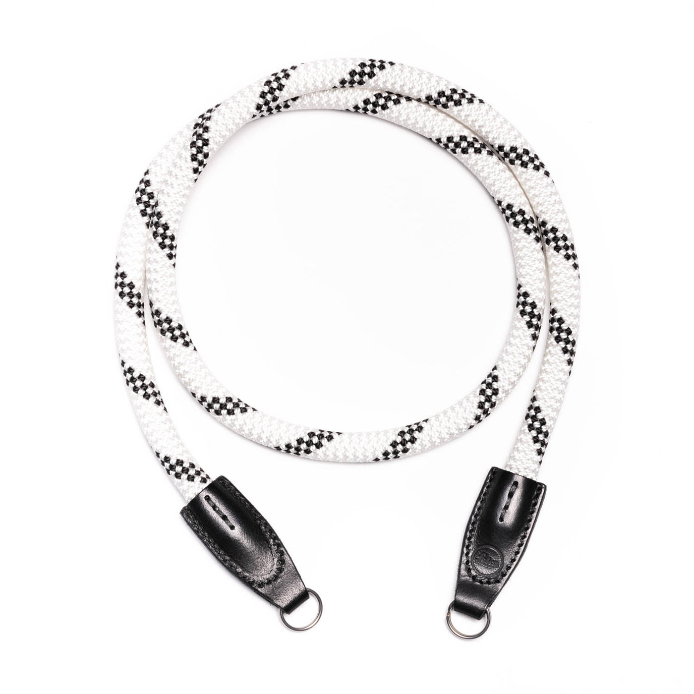 Leica camera strap in a loop with metal rings 
