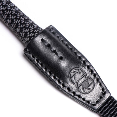 Leather ends of rope strap with webbing and COOPH embossing  