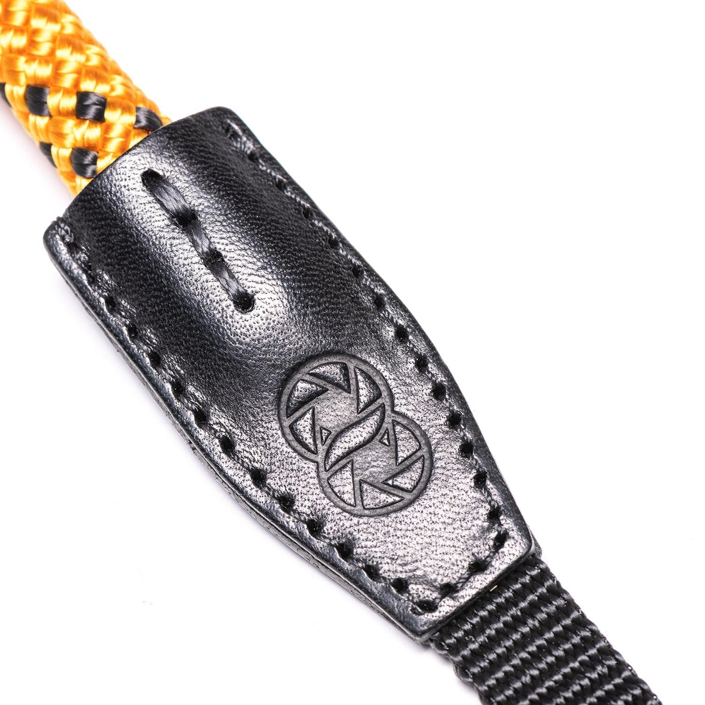 Leather ends of rope strap with webbing and COOPH embossing  