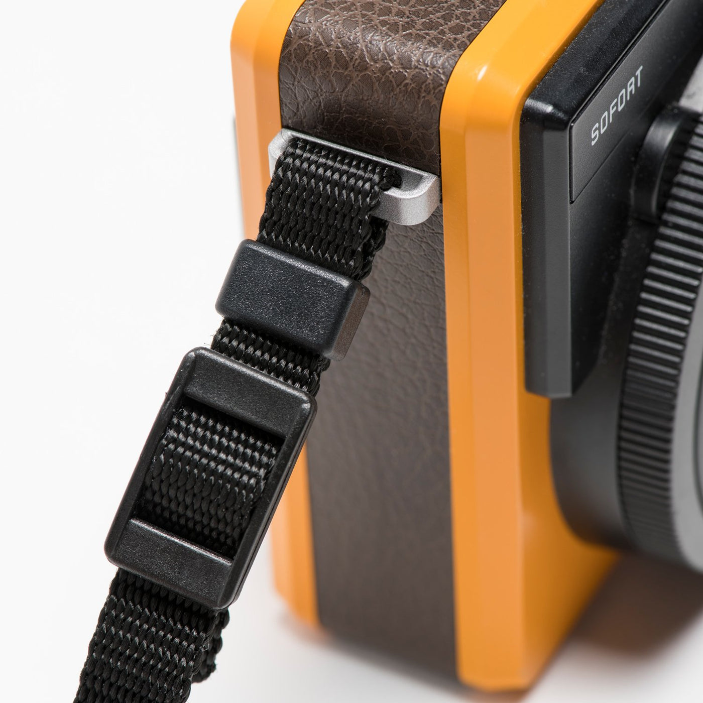 Rope strap attached to Leica camera with webbing 